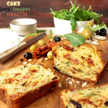 Cake olives, tomates et pancetta {recette facile}