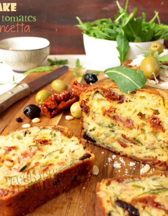 Cake olives, tomates et pancetta {recette facile}